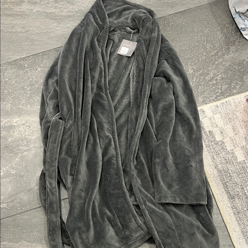 Restoration Hardware Plush Robe Jacket in Charcoal Gray